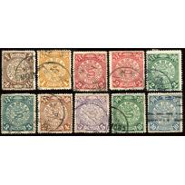 10 used Coiling Dragon stamps.