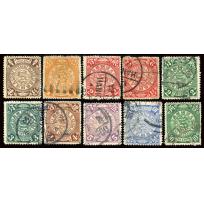 10 used Coiling Dragon stamps.