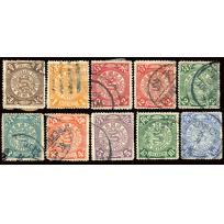 10 used Coiling Dragon stamps.