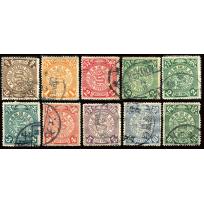 10 used Coiling Dragon stamps.